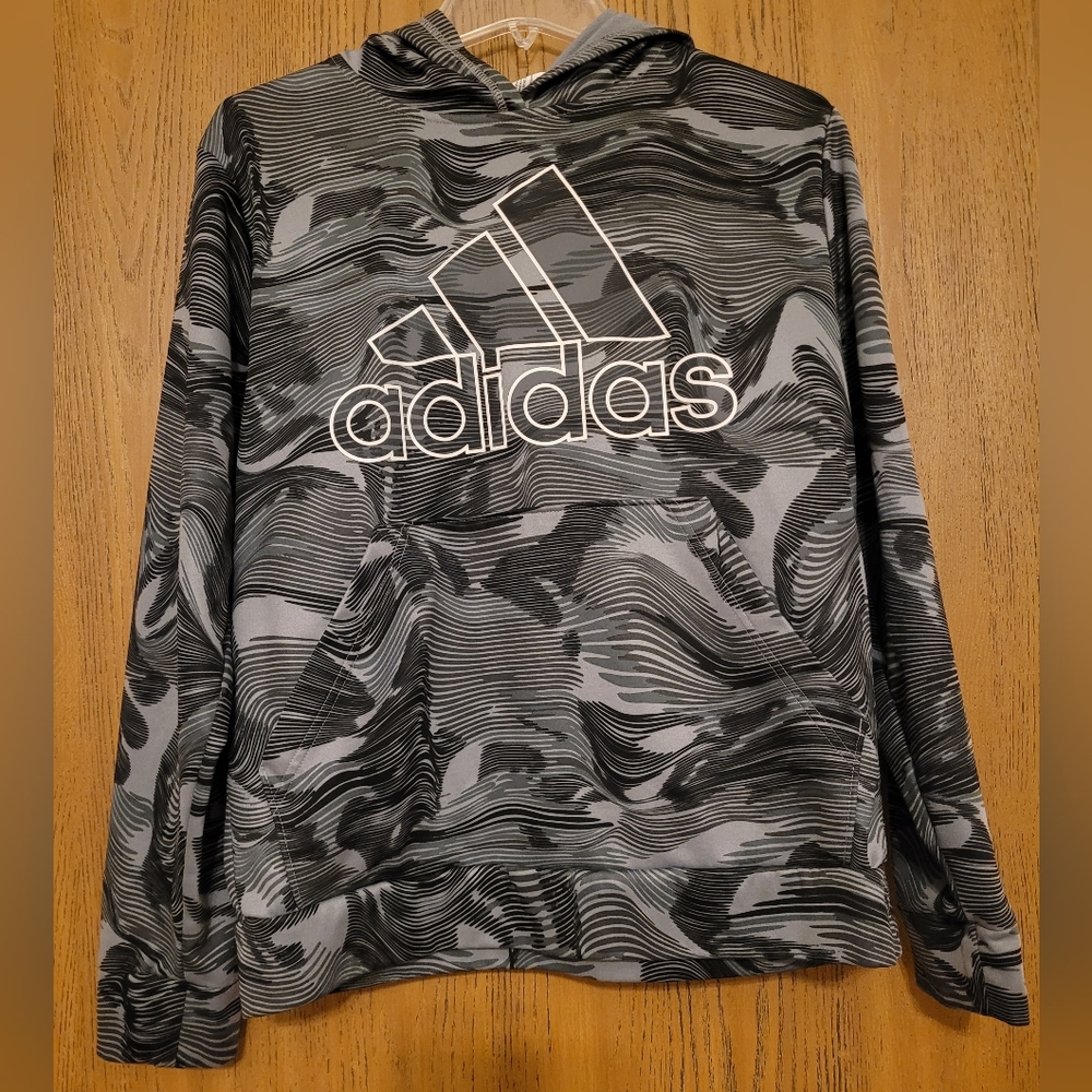 Boys Adidas Camo Allover Print Hoodie XL